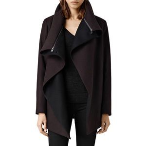 AllSaints Jax Burgundy Coat